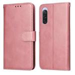 For Sony Xperia 10 V Classic Calf Texture Flip Leather Phone Case(Rose Gold)