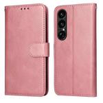 For Sony Xperia 1 VII Classic Calf Texture Flip Leather Phone Case(Rose Gold)
