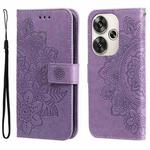 For Xiaomi Poco F6 7-petal Flowers Embossing Leather Phone Case(Light Purple)