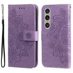 For Sony Xperia 1 VI 7-petal Flowers Embossing Leather Phone Case(Light Purple)