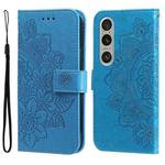 For Sony Xperia 1 VI 7-petal Flowers Embossing Leather Phone Case(Blue)