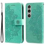 For Sony Xperia 1 VI 7-petal Flowers Embossing Leather Phone Case(Green)
