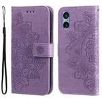 For Sony Xperia 5 V 7-petal Flowers Embossing Leather Phone Case(Light Purple)