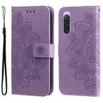 For Sony Xperia 10 V 7-petal Flowers Embossing Leather Phone Case(Light Purple)