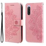 For Sony Xperia 10 V 7-petal Flowers Embossing Leather Phone Case(Rose Gold)