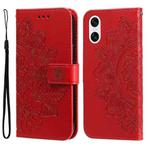 For Sony Xperia 10 VI 7-petal Flowers Embossing Leather Phone Case(Red)