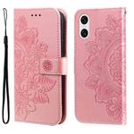 For Sony Xperia 10 VI 7-petal Flowers Embossing Leather Phone Case(Rose Gold)