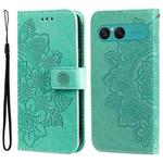For Sony Xperia 10 VII Seven-petal Flowers Embossing Leather Phone Case(Green)