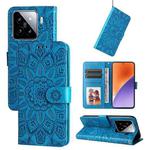 For Xiaomi 15 Embossed Sunflower Leather Phone Case(Blue)