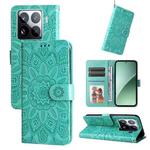 For Xiaomi 15 Pro Embossed Sunflower Leather Phone Case(Green)