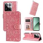 For Xiaomi 15 Pro Embossed Sunflower Leather Phone Case(Pink)