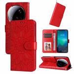 For Xiaomi 15 Ultra Embossed Sunflower Leather Phone Case(Red)