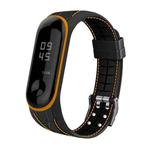 For Xiaomi Mi Band 4 / 3 Silicone Two-color Thread Watch Band, Style:Bamboo Joint Texture(Orange)