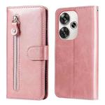 For Xiaomi Poco F6 Fashion Calf Texture Zipper Leather Phone Case(Rose Gold)