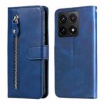 For Xiaomi 14T Fashion Calf Texture Zipper Leather Phone Case(Blue)