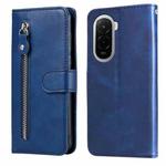 For Xiaomi Poco M7 4G 169mm Fashion Calf Texture Zipper Leather Phone Case(Blue)