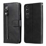 For Sony Xperia 1 V Fashion Calf Texture Zipper Leather Phone Case(Black)