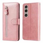 For Sony Xperia 1 VI Fashion Calf Texture Zipper Leather Phone Case(Rose Gold)