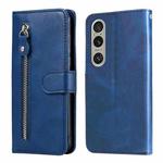 For Sony Xperia 1 VI Fashion Calf Texture Zipper Leather Phone Case(Blue)