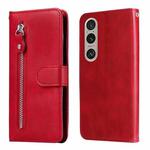 For Sony Xperia 1 VI Fashion Calf Texture Zipper Leather Phone Case(Red)