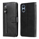 For Sony Xperia 5 V Fashion Calf Texture Zipper Leather Phone Case(Black)