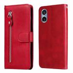 For Sony Xperia 5 V Fashion Calf Texture Zipper Leather Phone Case(Red)