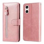 For Sony Xperia 10 VI Fashion Calf Texture Zipper Leather Phone Case(Rose Gold)