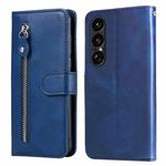 For Sony Xperia 1 VII Fashion Calf Texture Zipper Leather Phone Case(Blue)