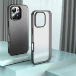 For iPhone 16 Pro Armor Clear TPU Hard PC Phone Case(Matte Black)