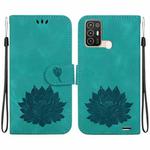 For ZTE Blade A52 Lotus Embossed Leather Phone Case(Green)