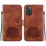 For ZTE Blade A72 / V40 Vita Lotus Embossed Leather Phone Case(Brown)