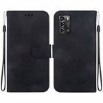 For ZTE Blade A72 / V40 Vita Lotus Embossed Leather Phone Case(Black)