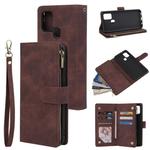 For Samsung Galaxy A21s Multifunctional Retro Frosted Horizontal Flip Leather Case with Card Slot & Holder & Zipper Wallet & Photo Frame & Lanyard(Coffee)