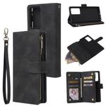 For Samsung Galaxy Note20 Multifunctional Retro Frosted Horizontal Flip Leather Case with Card Slot & Holder & Zipper Wallet & Photo Frame & Lanyard(Black)