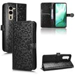 For Fujitsu Arrows F-51E We2 Plus Honeycomb Dot Texture Leather Phone Case(Black)