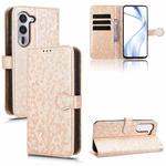 For Fujitsu Arrows Alpha F-51F Honeycomb Dot Texture Leather Phone Case(Gold)