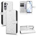 For Fujitsu Arrows Alpha F-51F Honeycomb Dot Texture Leather Phone Case(Silver)