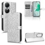 For Oukitel C38 Honeycomb Dot Texture Leather Phone Case(Silver)