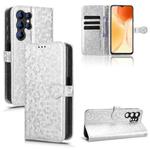 For Oukitel C1 / C1 Pro Honeycomb Dot Texture Leather Phone Case(Silver)