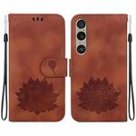 For Sony Xperia 1 VI Lotus Embossed Leather Phone Case(Brown)