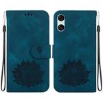For Sony Xperia 5 VI Lotus Embossed Leather Phone Case(Dark Blue)