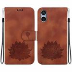For Sony Xperia 5 V Lotus Embossed Leather Phone Case(Brown)