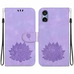 For Sony Xperia 5 V Lotus Embossed Leather Phone Case(Purple)