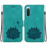 For Sony Xperia 10 V Lotus Embossed Leather Phone Case(Green)