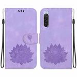 For Sony Xperia 10 V Lotus Embossed Leather Phone Case(Purple)