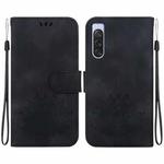 For Sony Xperia 10 V Lotus Embossed Leather Phone Case(Black)