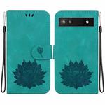 For Google Pixel 6a Lotus Embossed Leather Phone Case(Green)
