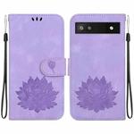 For Google Pixel 6a Lotus Embossed Leather Phone Case(Purple)