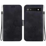 For Google Pixel 6a Lotus Embossed Leather Phone Case(Black)