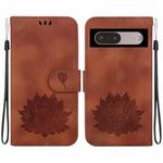 For Google Pixel 7 Pro Lotus Embossed Leather Phone Case(Brown)